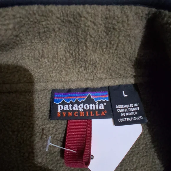 Patagonia Synchilla Olive Green Fleece Pullover Sz.L - Picture 7 of 8